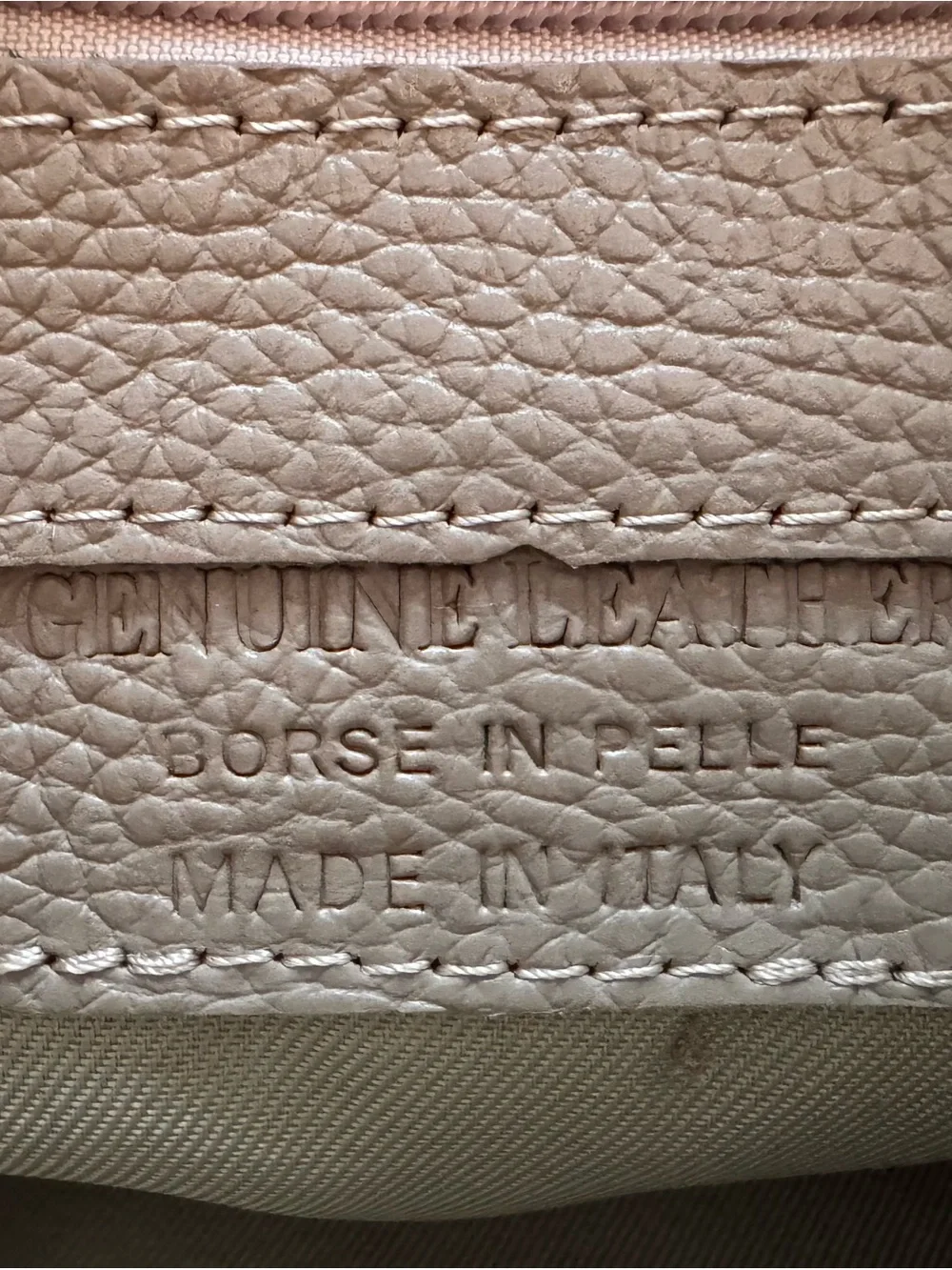 Genuine Leather Taupe Pebbled Leather Wristlet Clutch Handbag Made in Italy